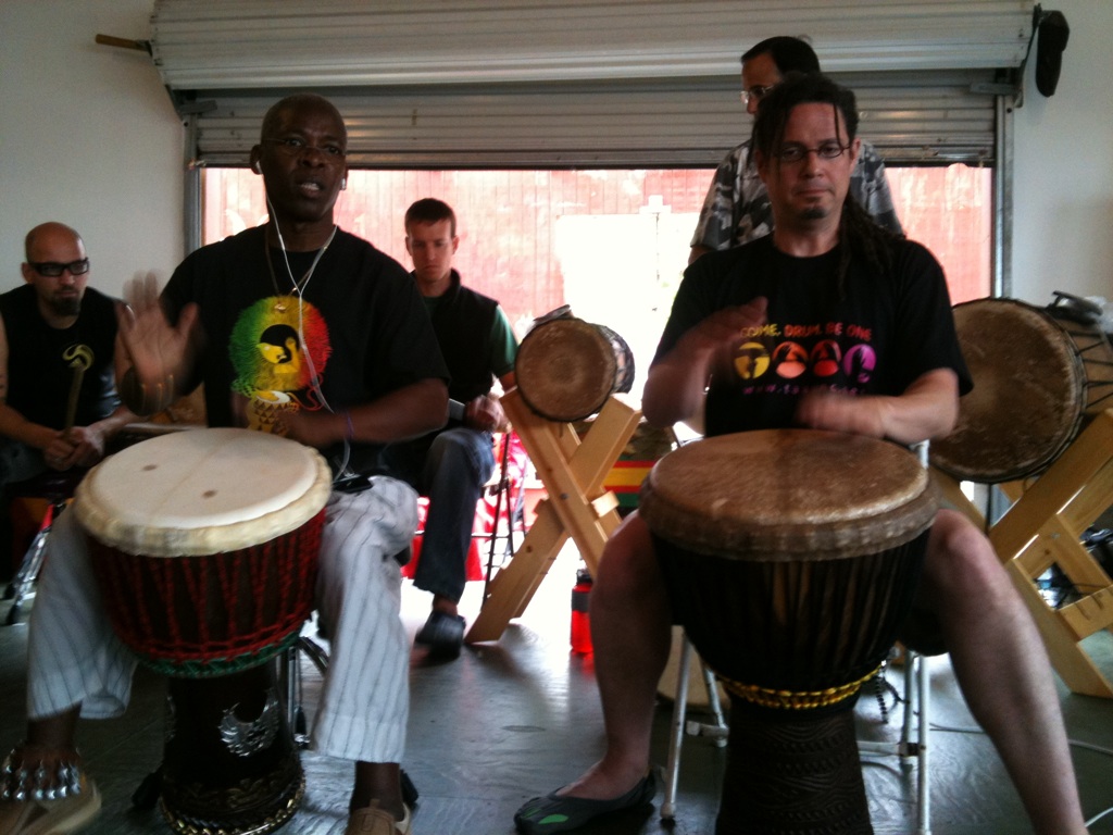 Taylor with the incredible Grand Master of djembe Mamady Keita!